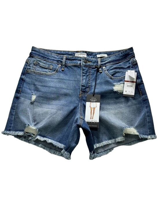 Sofia Jeans by Sofia Vergara Pants - Sofia Jeans by Sofia Vergara Lila Easy Short Destructed Hem Medium Wash Denim Sh